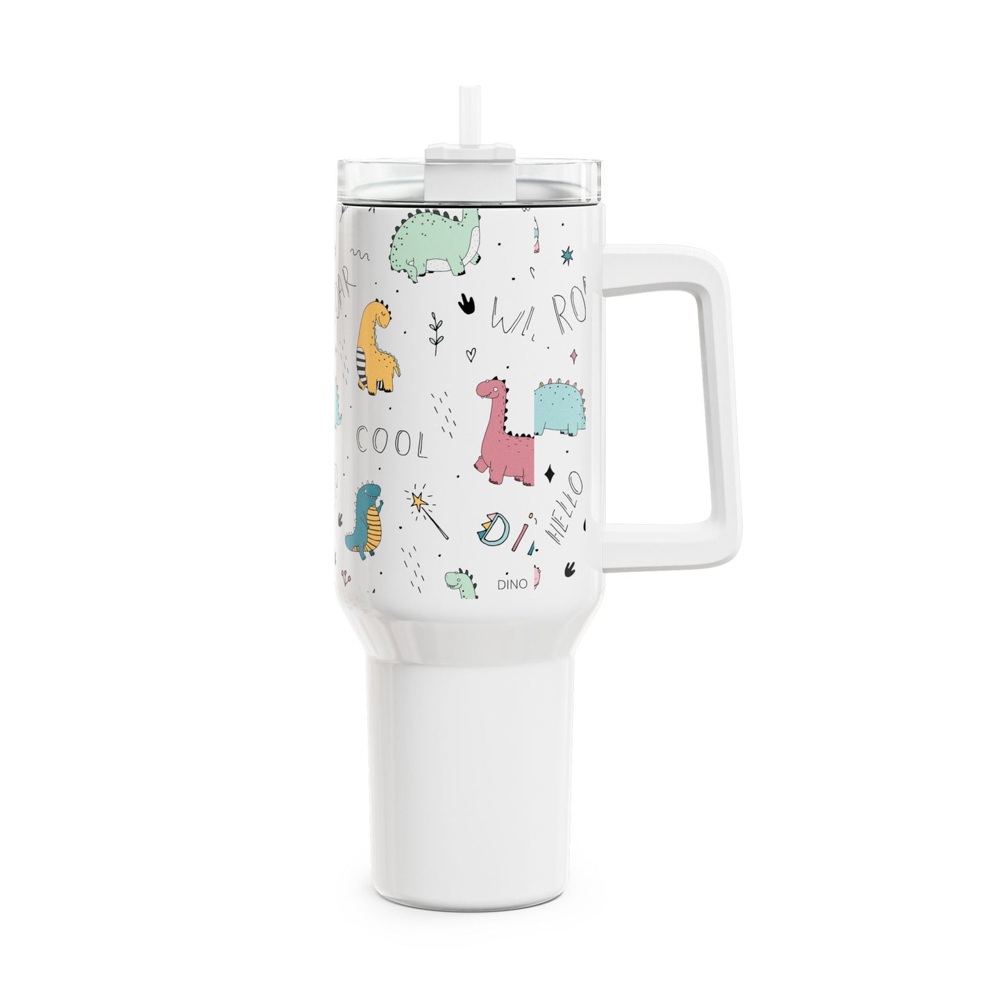 Dinosaur-Themed 40oz Tumbler - Fun & Playful Drinkware for Kids, Birthday, Everyday Use, Summer Picnics, Road Trips, Eco-Friendly Gift