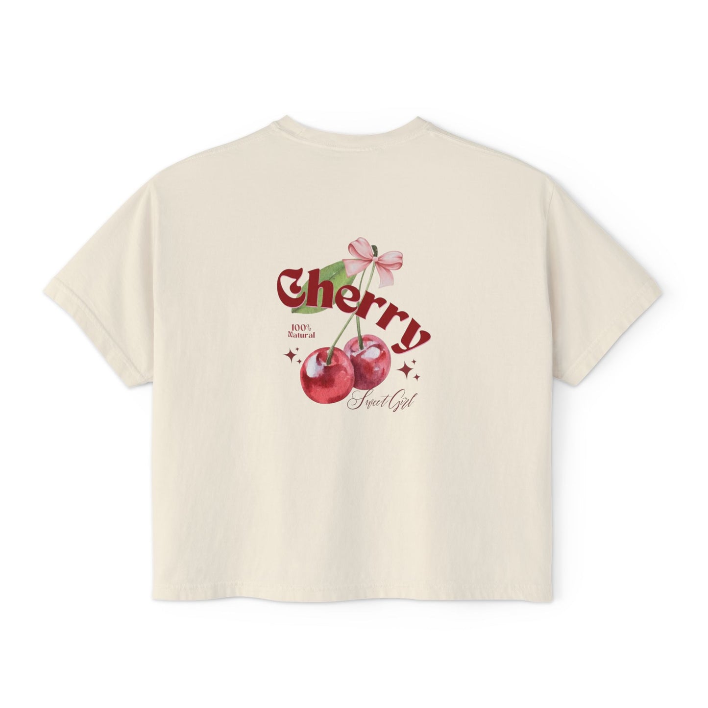 Cherry Women's Boxy Tee, Cute Summer Top, Casual Style, Gift for Her, Cherry Graphic T-Shirt, Trendy Short Sleeve Tee
