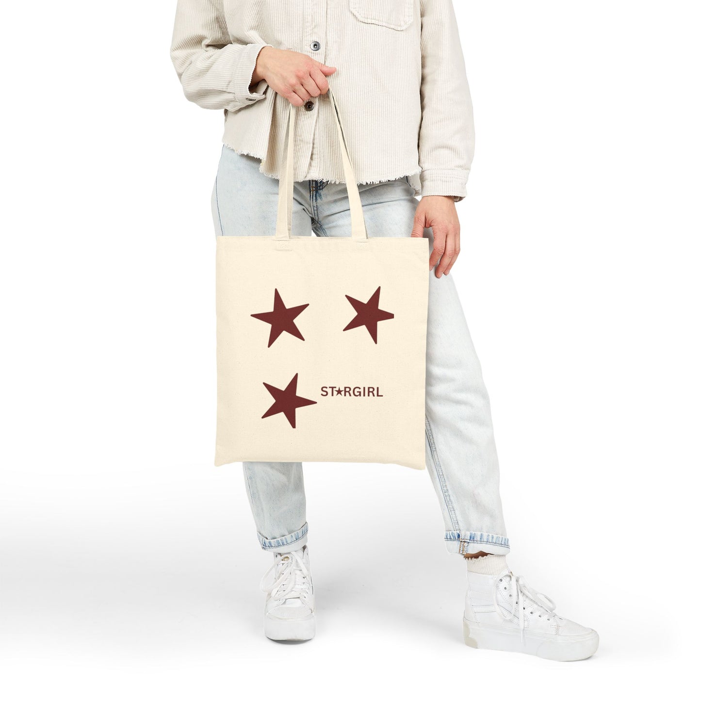 Stylish Cotton Canvas Tote Bag, Eco-Friendly Shopping Bag, Reusable Grocery Tote, Personalized Gift, STAR GIRL Design