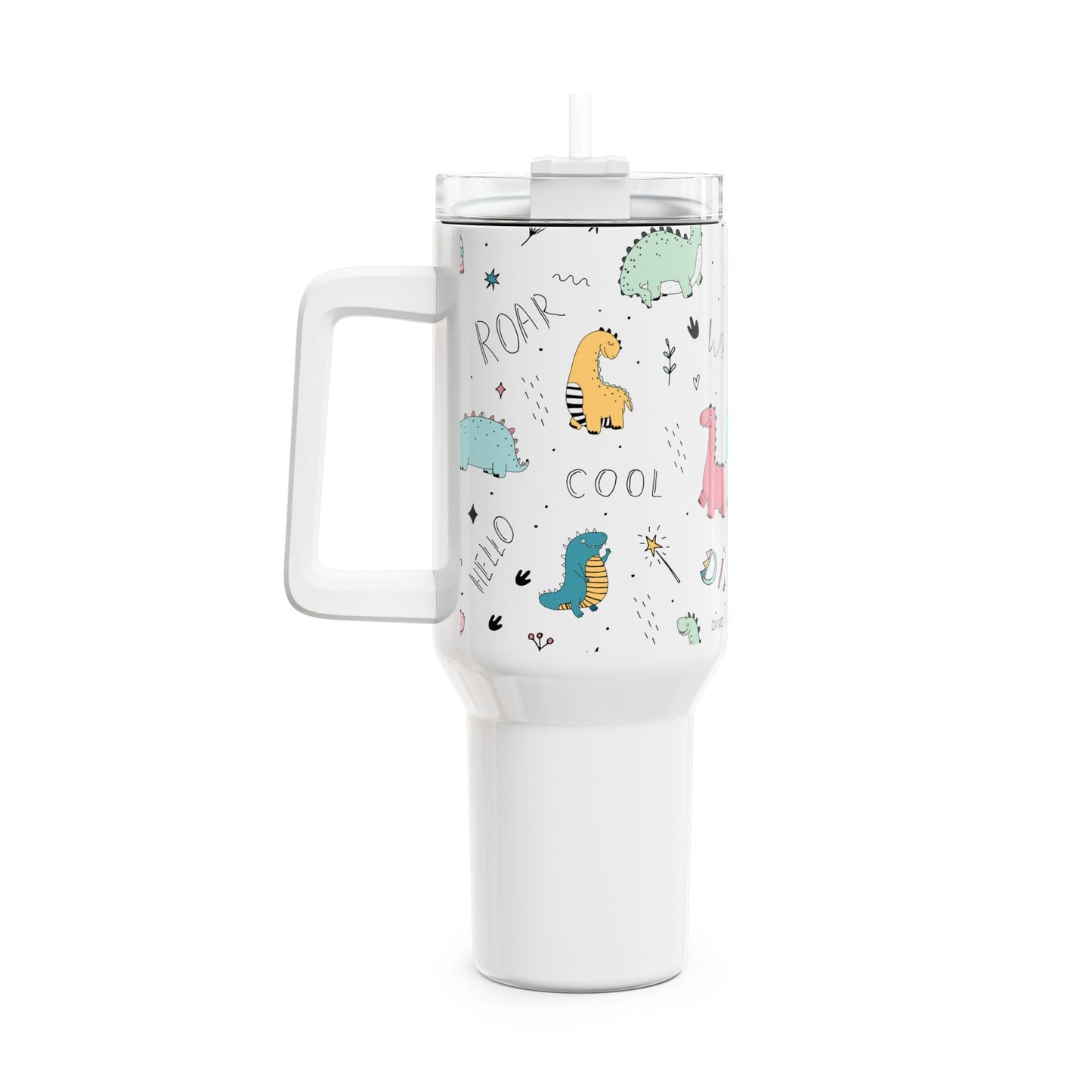 Dinosaur-Themed 40oz Tumbler - Fun & Playful Drinkware for Kids, Birthday, Everyday Use, Summer Picnics, Road Trips, Eco-Friendly Gift