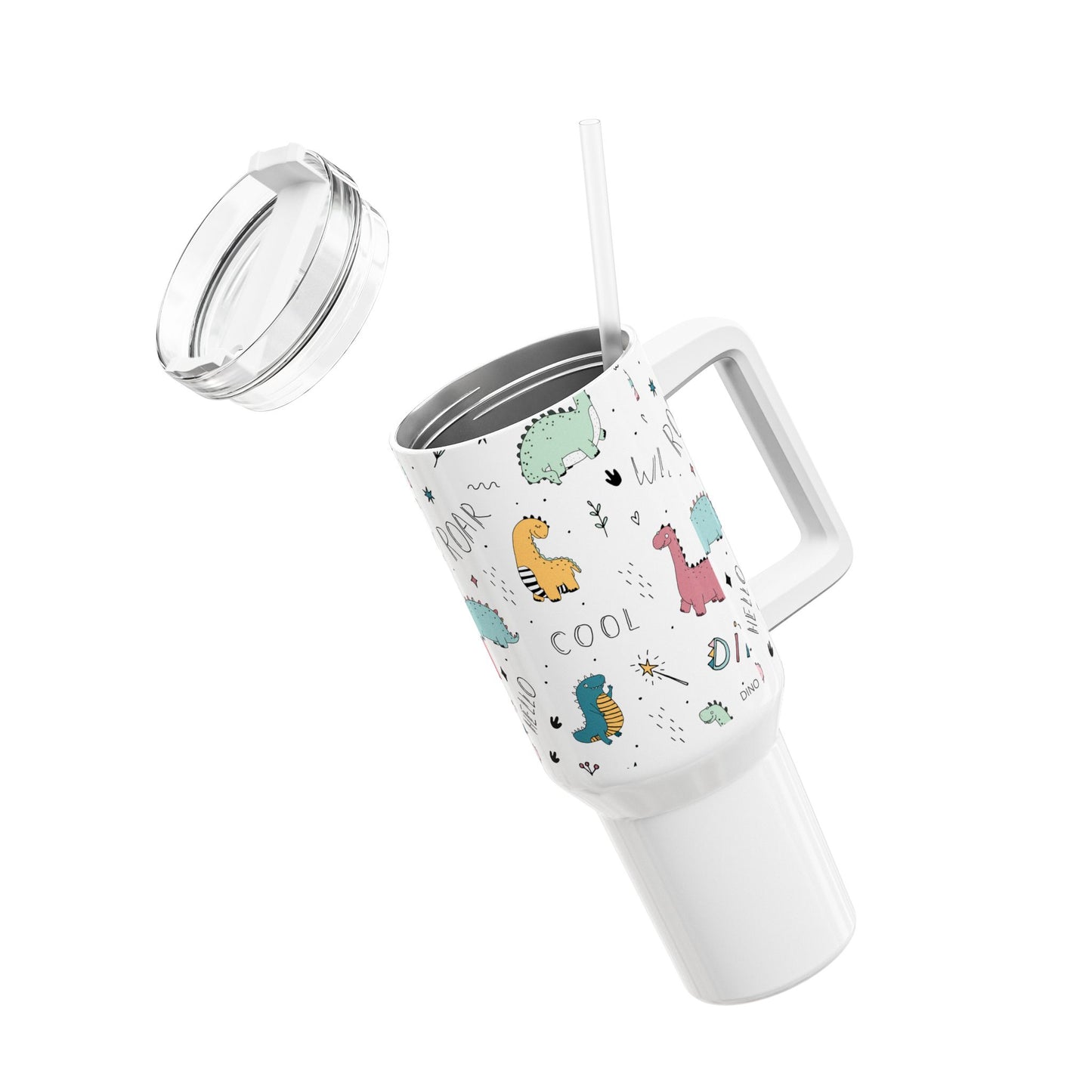 Dinosaur-Themed 40oz Tumbler - Fun & Playful Drinkware for Kids, Birthday, Everyday Use, Summer Picnics, Road Trips, Eco-Friendly Gift