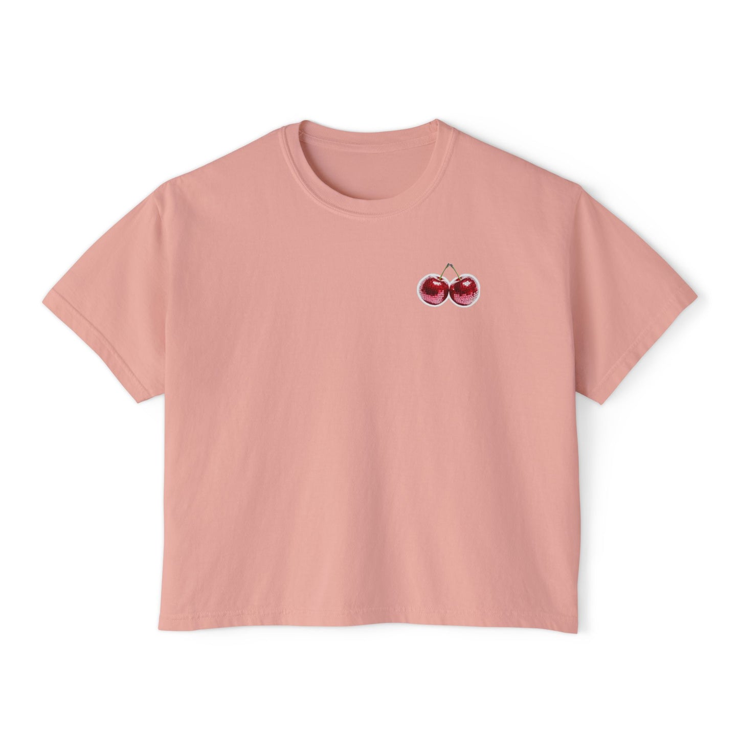 Cherry Women's Boxy Tee, Cute Summer Top, Casual Style, Gift for Her, Cherry Graphic T-Shirt, Trendy Short Sleeve Tee