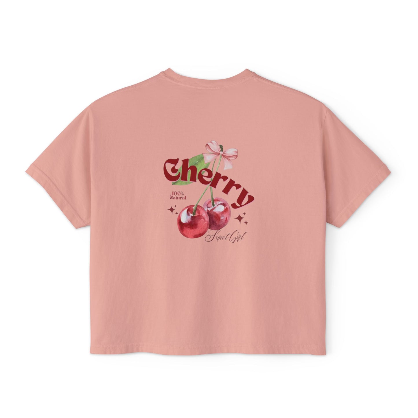 Cherry Women's Boxy Tee, Cute Summer Top, Casual Style, Gift for Her, Cherry Graphic T-Shirt, Trendy Short Sleeve Tee