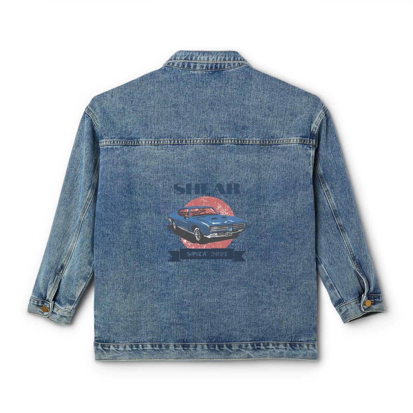 Vintage-Inspired Women's Denim Jacket with Retro Car Design, Casual Outerwear for Spring, Summer, Fall - Great for Road Trips, [...]