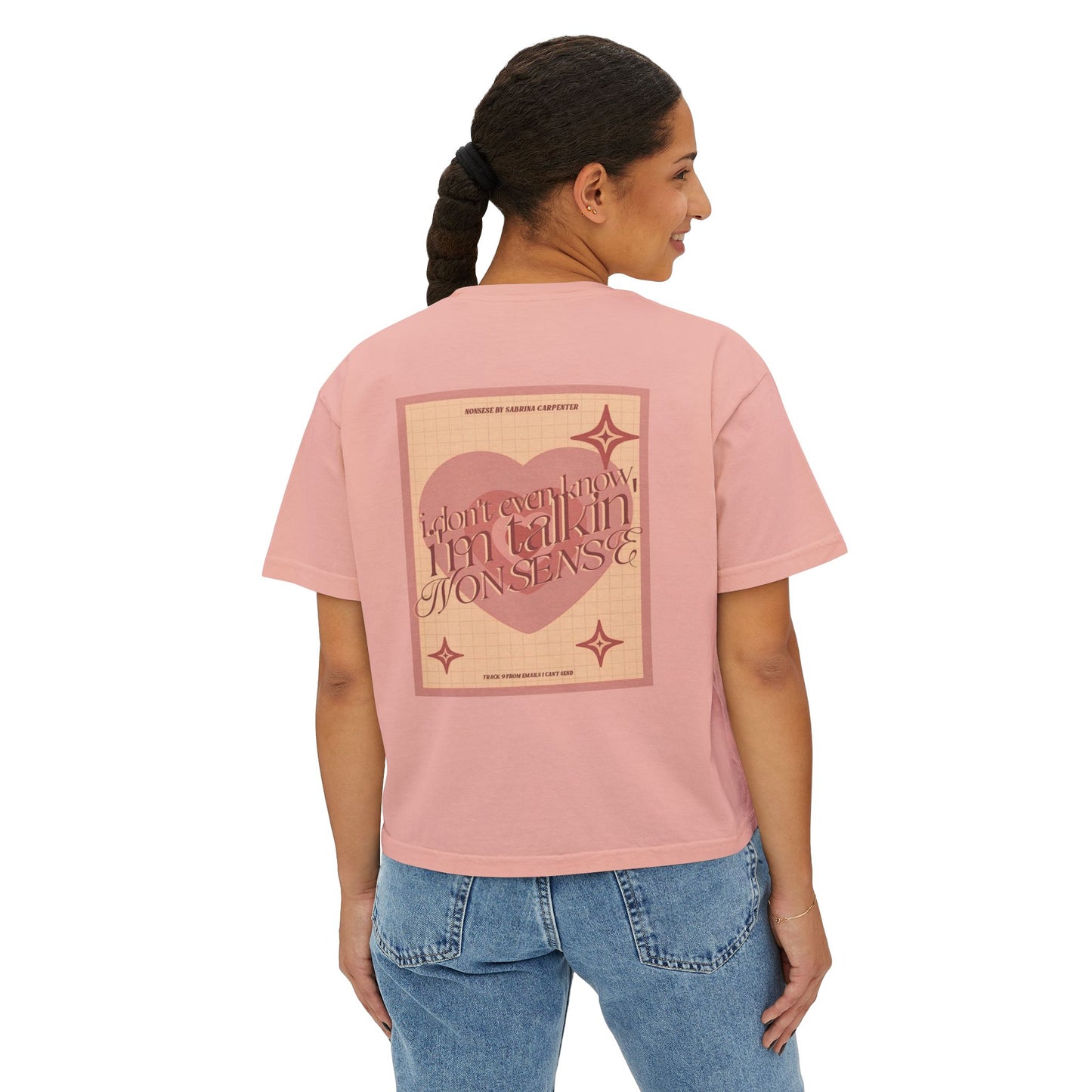 Trendy Women's Boxy Tee with Playful Heart Design, Casual T-Shirt, Summer Top, Gift for Her, Everyday Style