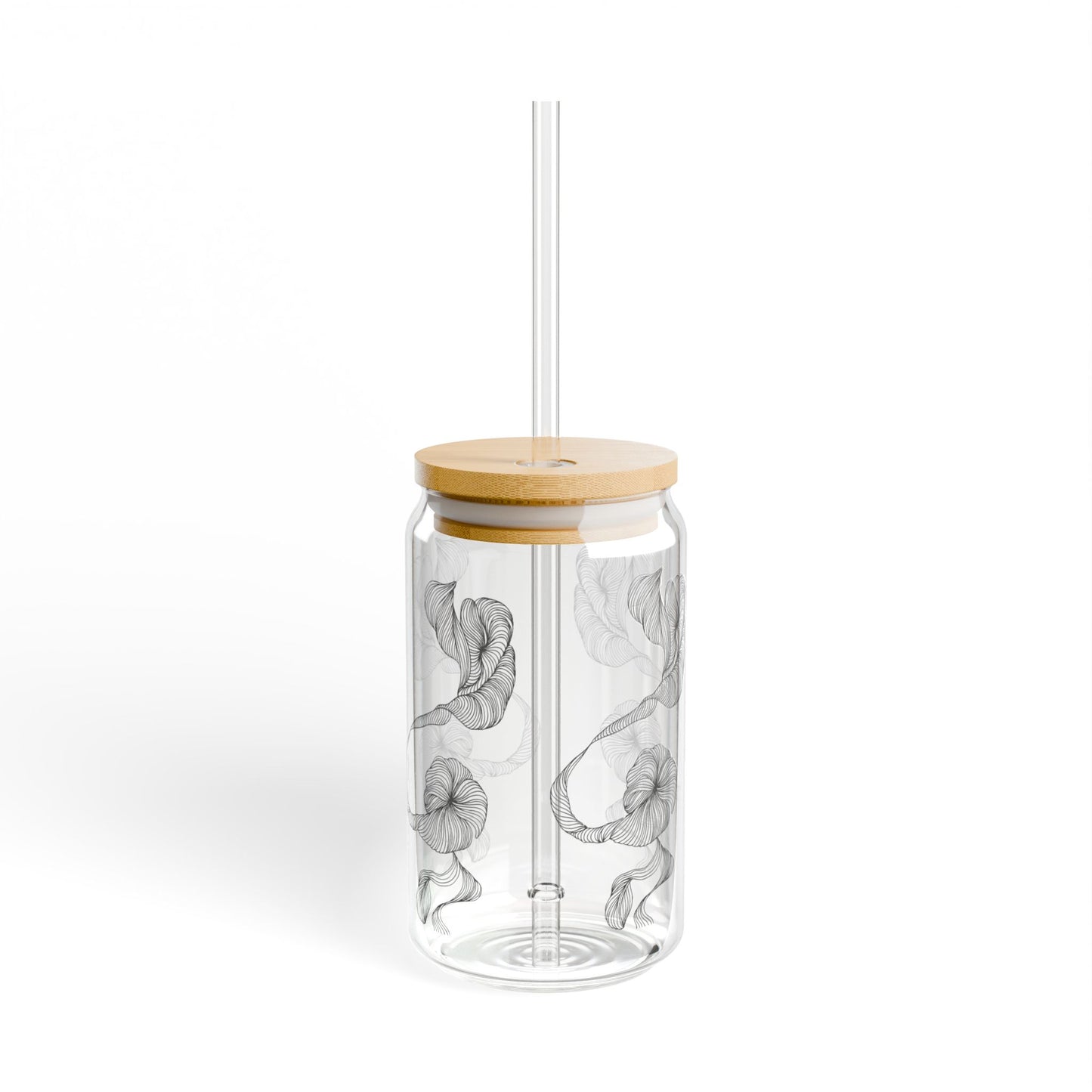 Stylish Sipper Glass with Bamboo Lid, Perfect for Refreshing Drinks, Eco-Friendly Beverage Container, Great for Home and Gifts