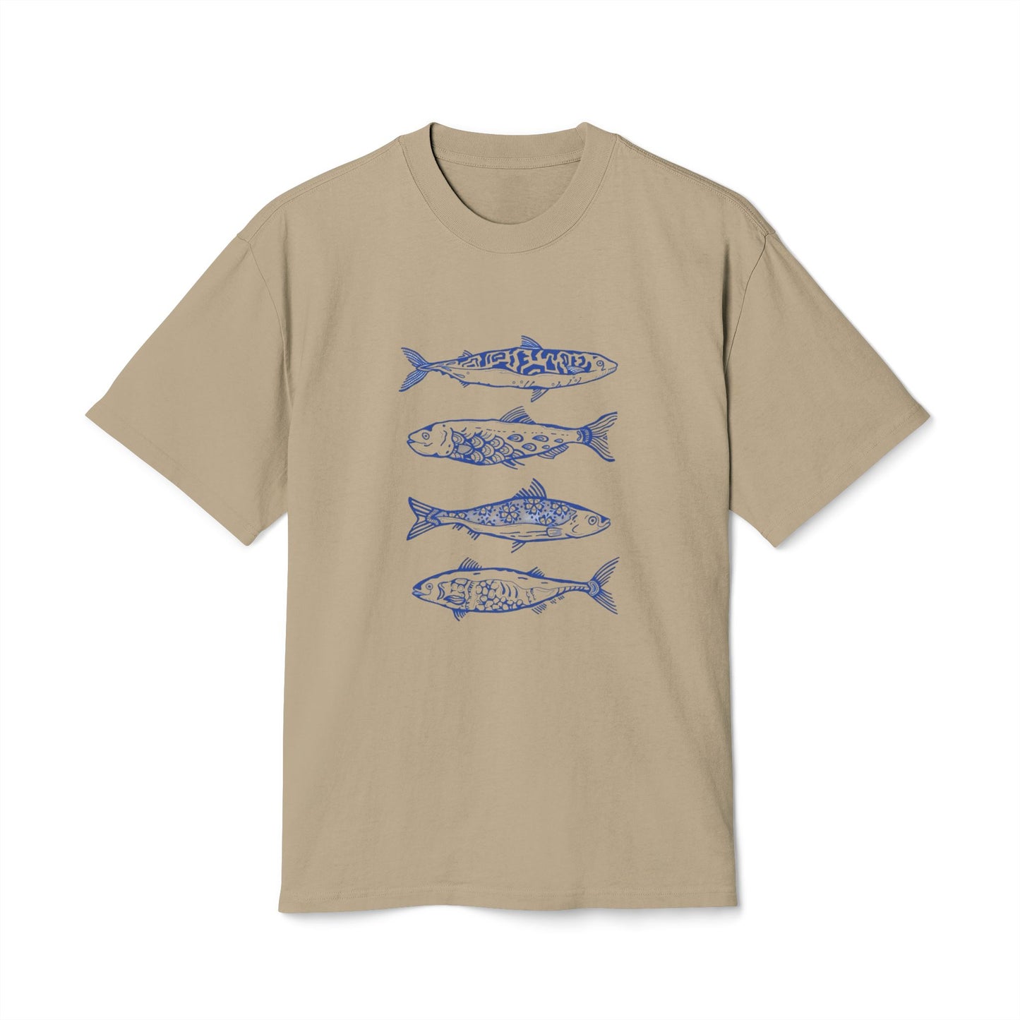 Vintage Fish Art Unisex Heavy Faded Tee, Casual Graphic Shirt, Beachwear, Fishing Gift, Eco-friendly Tee