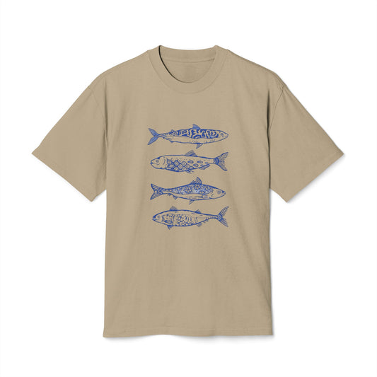 Vintage Fish Art Unisex Heavy Faded Tee, Casual Graphic Shirt, Beachwear, Fishing Gift, Eco-friendly Tee