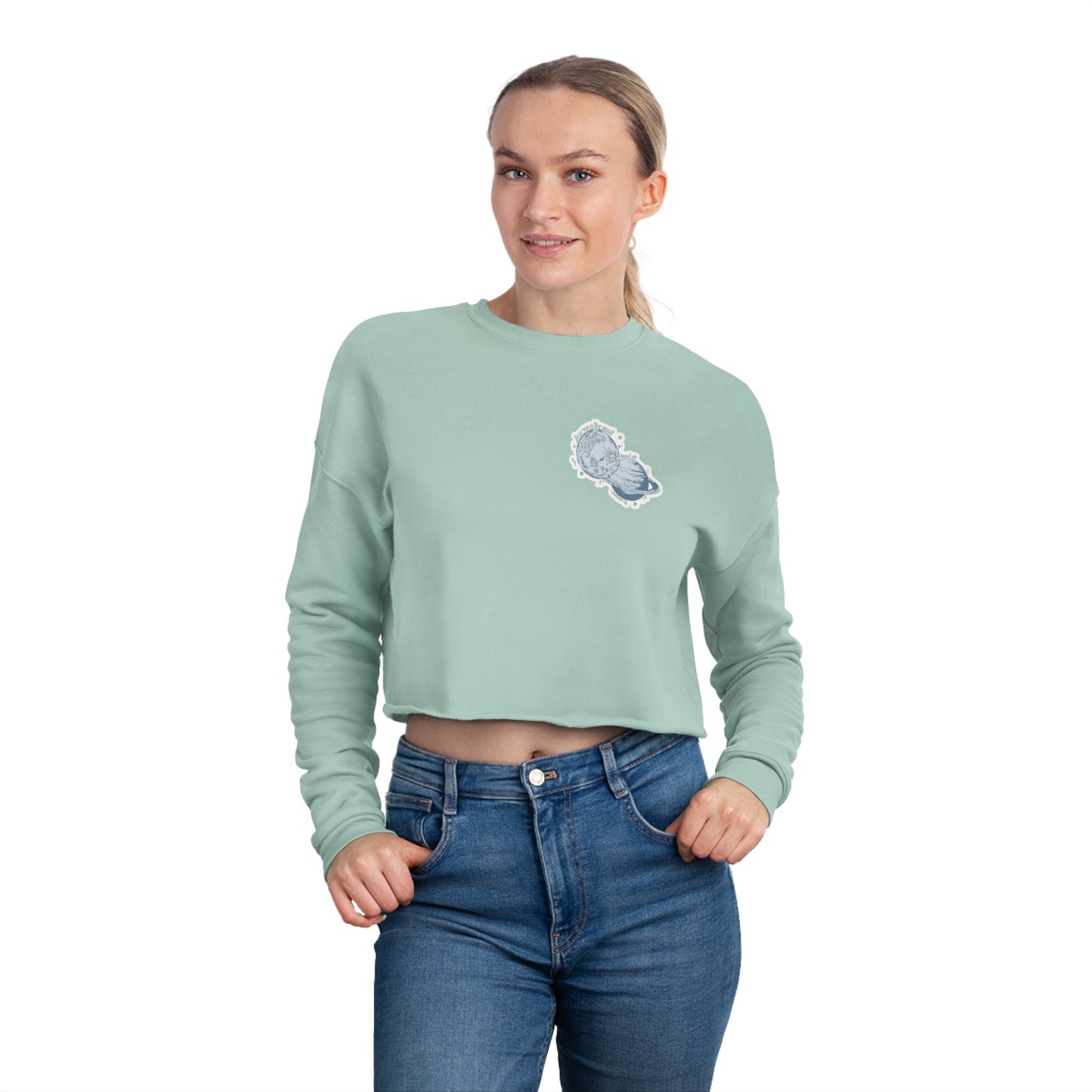 Trendy Women's Cropped Sweatshirt, Soft Mint Green Top, Casual Streetwear, Stylish Layering, Perfect Gift for Her