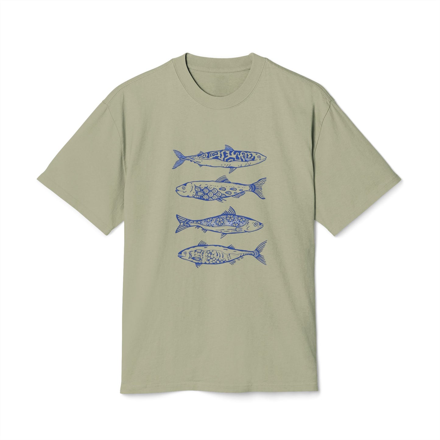 Vintage Fish Art Unisex Heavy Faded Tee, Casual Graphic Shirt, Beachwear, Fishing Gift, Eco-friendly Tee