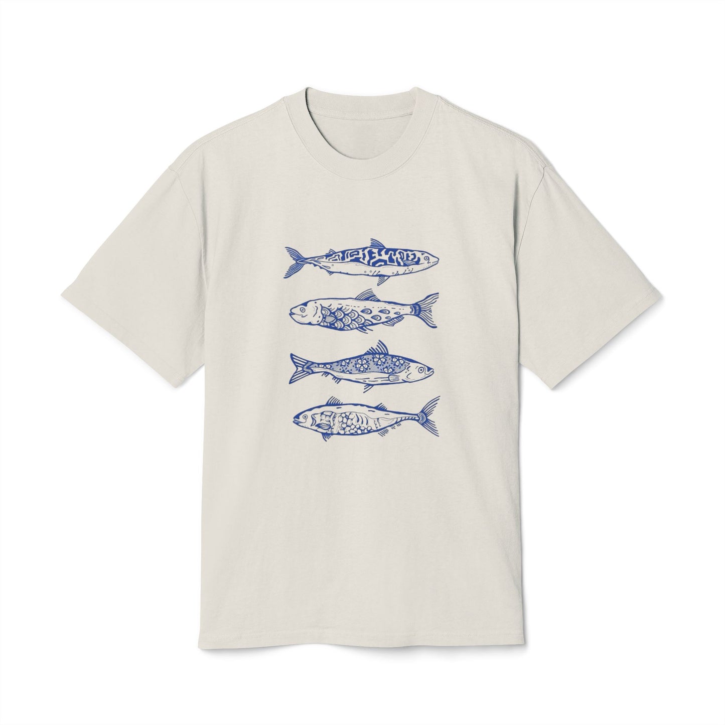 Vintage Fish Art Unisex Heavy Faded Tee, Casual Graphic Shirt, Beachwear, Fishing Gift, Eco-friendly Tee