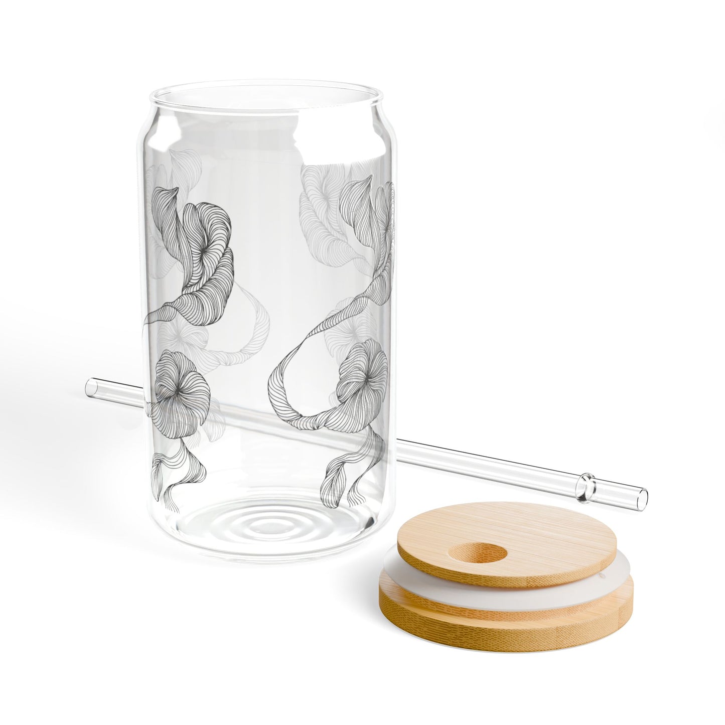 Stylish Sipper Glass with Bamboo Lid, Perfect for Refreshing Drinks, Eco-Friendly Beverage Container, Great for Home and Gifts
