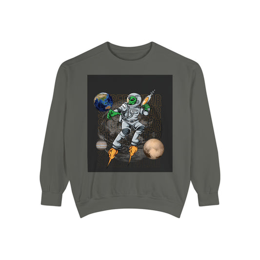 Cosmic Explorer Sweatshirt - Unisex Garment-Dyed, Space-Themed Apparel, Perfect for Gifts, Casual Wear, and Sci-Fi Fans